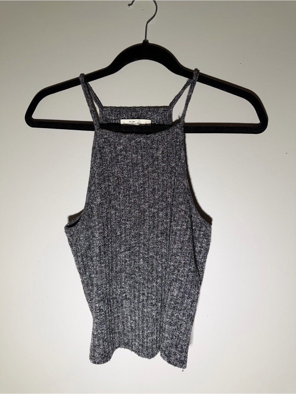 Abercrombie & Fitch Gray Ribbed Knit High Neck Tank Top Size Large
